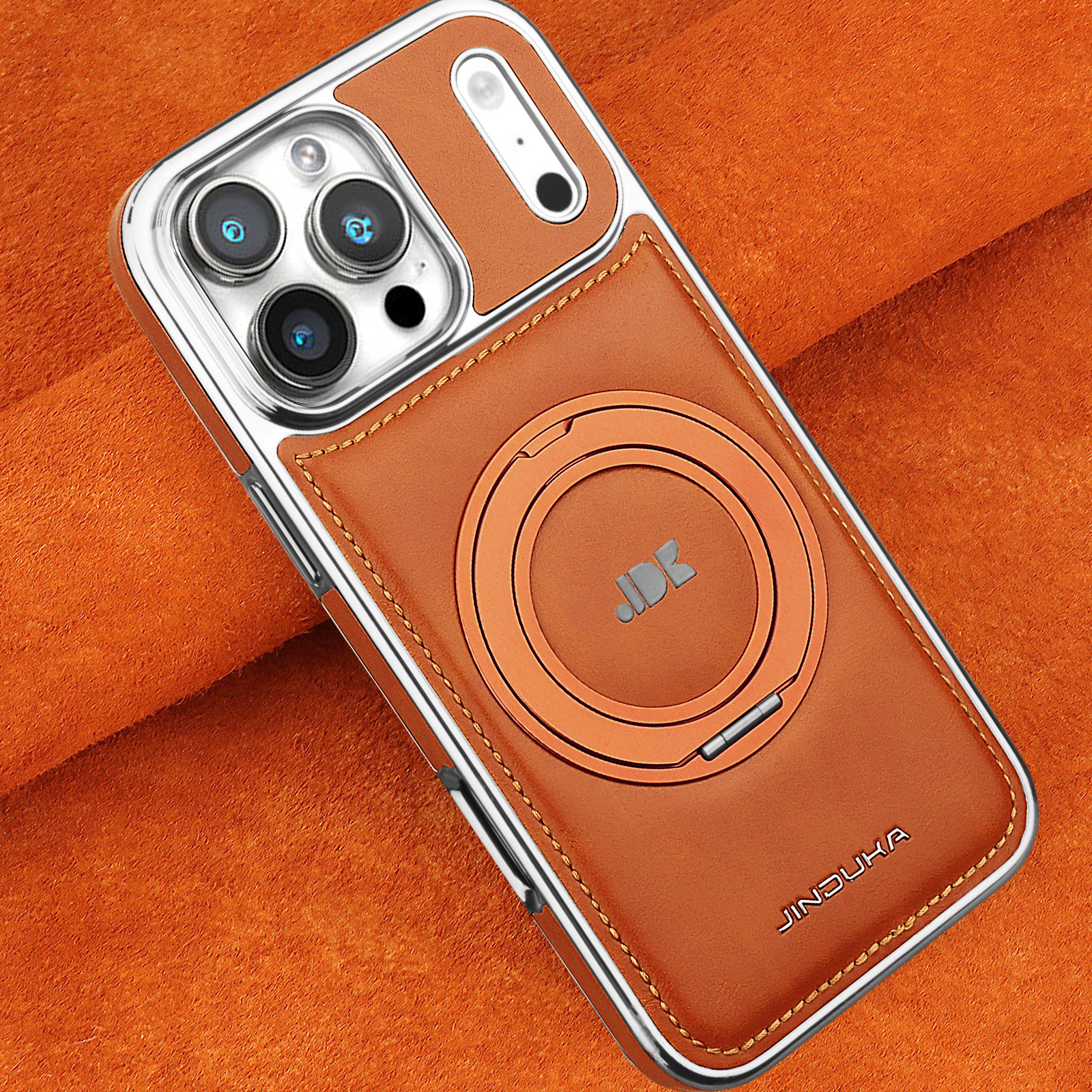 Phone Accessories Ring Holder - Luxury Magnetic 360 Rotating Kickstand Leather