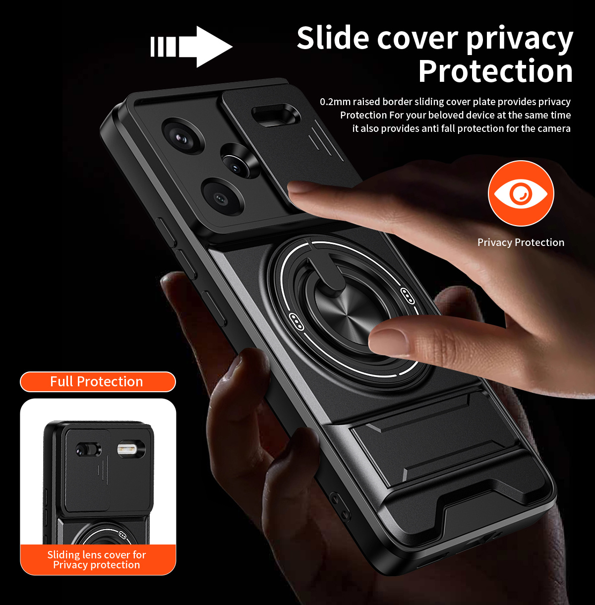 Lens Slide Camera Phone Case f - Phone Accessories Ring Holder incelemesi ve fiyatı